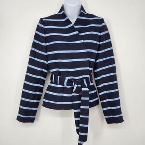 The Limited Womens Navy Stripe Wrap Blazer Jacket Small Smart Casual Chic Career